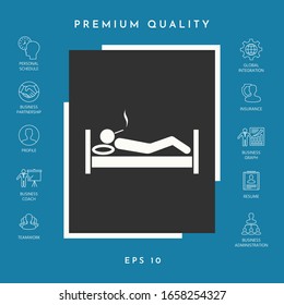 Smoking in bed icon. Graphic elements for your design