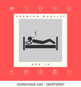 Smoking in bed icon. Graphic elements for your design