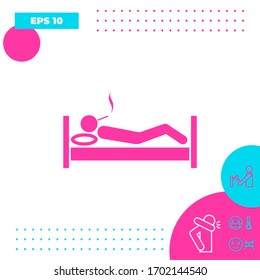 Smoking in bed icon. Graphic elements for your design