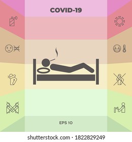 Smoking in bed icon. Graphic elements for your design