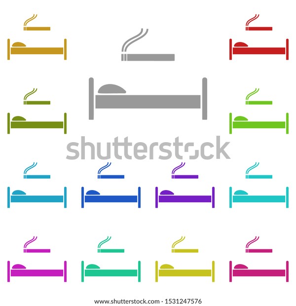 smoking in bed multi color icon. Simple\
glyph, flat vector of universal icons for UI and UX, website or\
mobile application