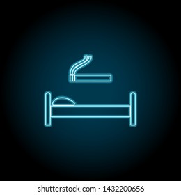 smoking in bed neon icon. Simple thin line, outline vector of universal icons for UI and UX, website or mobile application