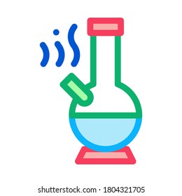 Vector de iconos de Bong fumador. Signo de tabaquismo de esquema. Ilustración de símbolo de contorno aislado