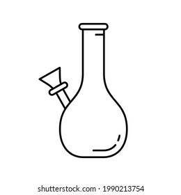 Bong fumador, icono lineal. Ilustración simple negra. Contorno pictograma vectorial aislado sobre fondo blanco
