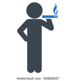 Smoking Boy vector icon. Style is bicolor flat symbol, smooth blue colors, rounded angles, white background.