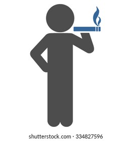 Smoking Boy vector icon. Style is bicolor flat symbol, cobalt and gray colors, rounded angles, white background.