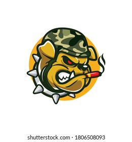 Smoking Bulldog Army Esport logo vector 