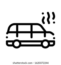 Smoking Car Icon Vector. Outline Smoking Car Sign. Isolated Contour Symbol Illustration