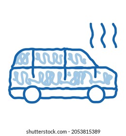 Smoking Car sketch icon vector. Hand drawn blue doodle line art Smoking Car sign. isolated symbol illustration