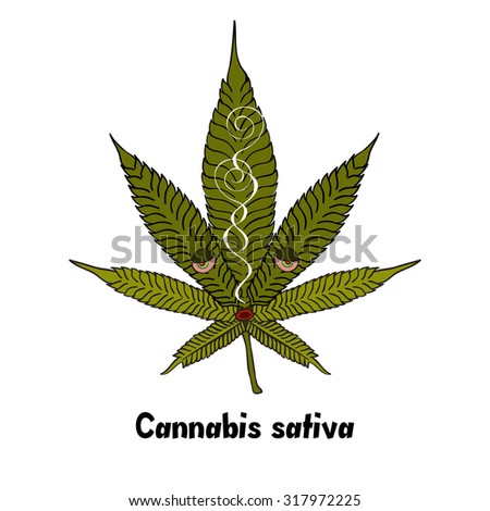 Smoking Cartoon Cannabis Leaf Isolated On Stock Vector (Royalty Free ...