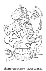 Smoking caterpillar from Alice in wonderland Coloring page