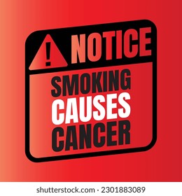 Smoking causes cancer warning sign, smoking can kill you banner sign