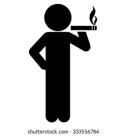 Smoking Child vector icon. Style is flat symbol, black color, rounded angles, white background.
