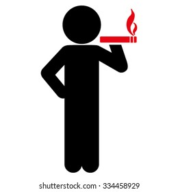 Smoking Child vector icon. Style is bicolor flat symbol, intensive red and black colors, rounded angles, white background.
