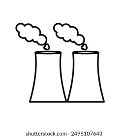 Smoking chimneys of factory icon. Prohibition symbol icon, stop pollution vector Illustration icon. Prohibiting emissions carbon dioxide CO2 .