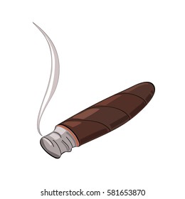 Smoking Cigar Color Vector Illustration