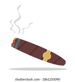  Smoking cigar flat icon concept