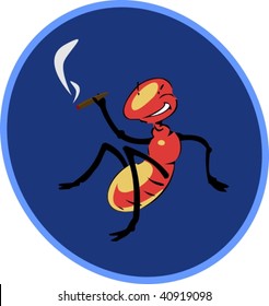  Smoking a cigar an insect sitting