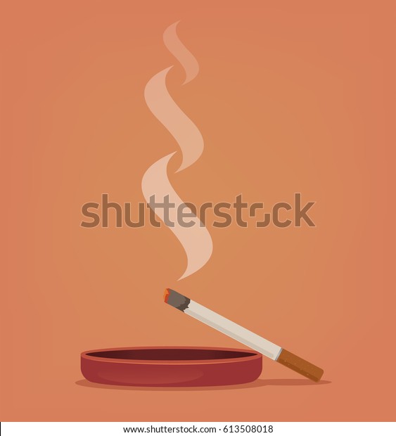 灰皿でたばこを吸う ベクター平面の漫画イラスト のベクター画像素材 ロイヤリティフリー