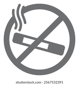 Smoking cigarette ban solid icon, prohibited elements concept. Vector graphics. Cigarette smoking, smoke forbidden sign on white background, glyph style icon for mobile or web design