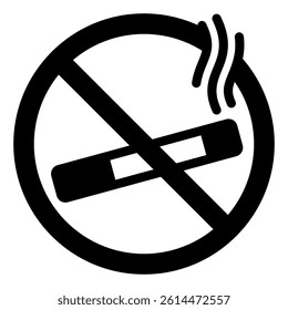 Smoking cigarette ban solid icon, prohibited elements concept. Vector graphics. Cigarette smoking, smoke forbidden sign on white background, glyph style mobile or design