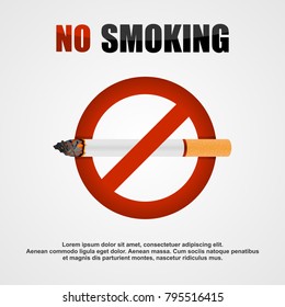 Smoking (cigarette) ban vector banner.