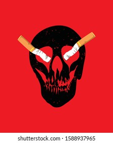 Smoking cigarette death warning illustration