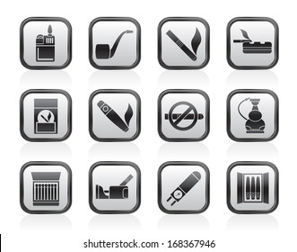 Smoking and cigarette icons - vector icon set