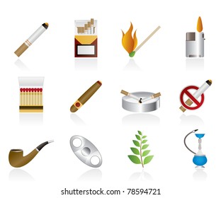 Smoking and cigarette icons - vector icon set