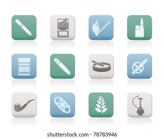 Smoking and cigarette icons - vector icon set