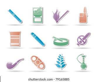 Smoking and cigarette icons - vector icon set