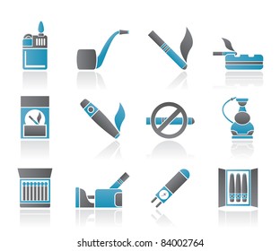 Smoking and cigarette icons - vector icon set