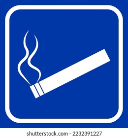 Smoking cigarette line icon on blue background. Unhealthy, nicotine, smell. Addiction concept. Vector illustration can be used for topics like break, bad habit, tobacco