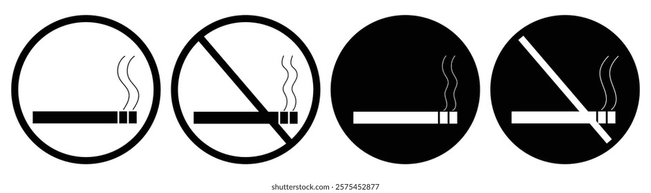 Smoking cigarette No smoking cigarette sign on white background