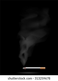 Smoking cigarette on black 