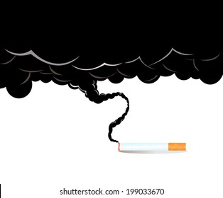 smoking cigarette on the white background
