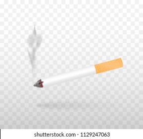 A smoking cigarette. Realistic vector illustration isolated on a transparent background.