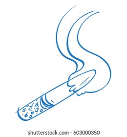 A smoking cigarette is a sketch of a logo. Element for infographics in the hand drawing style.