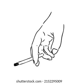 Smoking cigarette. Vector illustration in sketch style. Illustration of cigarette in vintage engraved style.