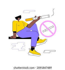 Smoking cigarettes abstract concept vector illustration. Quit smoking advice, cigarettes and tobacco products sale policy, nicotine addiction, health risk warning, prohibited abstract metaphor.