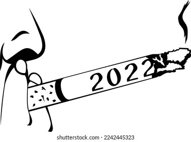 Smoking Cigarettes finishing 2022 concept, Twenty Twenty three vector icon design, Happy New Year 2023 Symbol, HNY Wishes Sign, New Years Eve celebration Element stock illustration