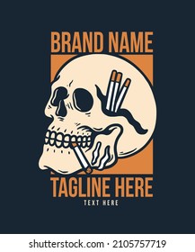 Smoking Coboy Skull Premium Illustration