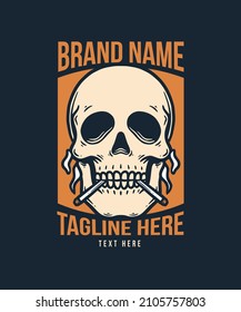 Smoking Coboy Skull Premium Illustration