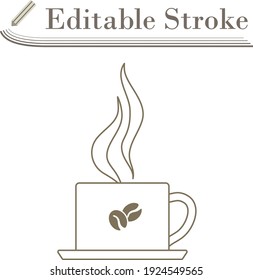 Smoking Cofee Cup Icon. Editable Stroke Simple Design. Vector Illustration.