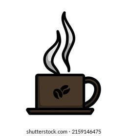Smoking Cofee Cup Icon. Editable Bold Outline With Color Fill Design. Vector Illustration.