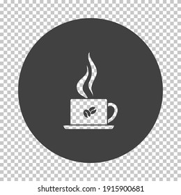 Smoking Cofee Cup Icon. Subtract Stencil Design on Tranparency Grid. Vector Illustration.