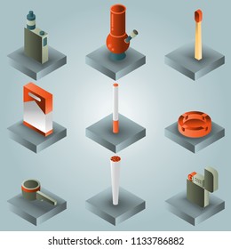 Smoking color gradient isometric set