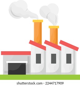 Smoking coming from Power Plant vector color icon design, Environmental pollution symbol, Chemical Biological contamination sign, Pollutants stock illustration, Thermal pollution concept