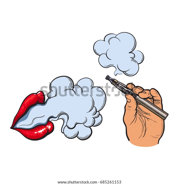 Smoking Concept Smoke Coming Out Female Stock Vector (Royalty Free ...