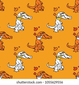 Smoking crocodile seamless pattern. Original design for print or digital media.